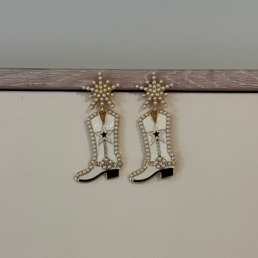 Pearl Boot Earrings - Gold