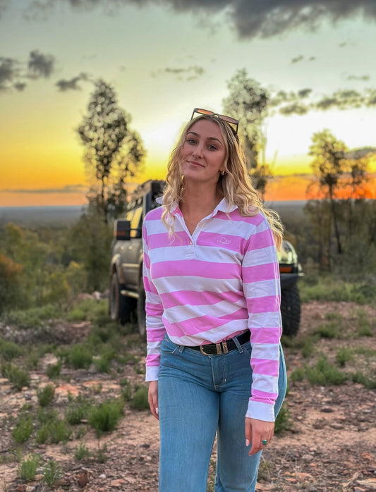 Women's Stripe Rugby - Pink